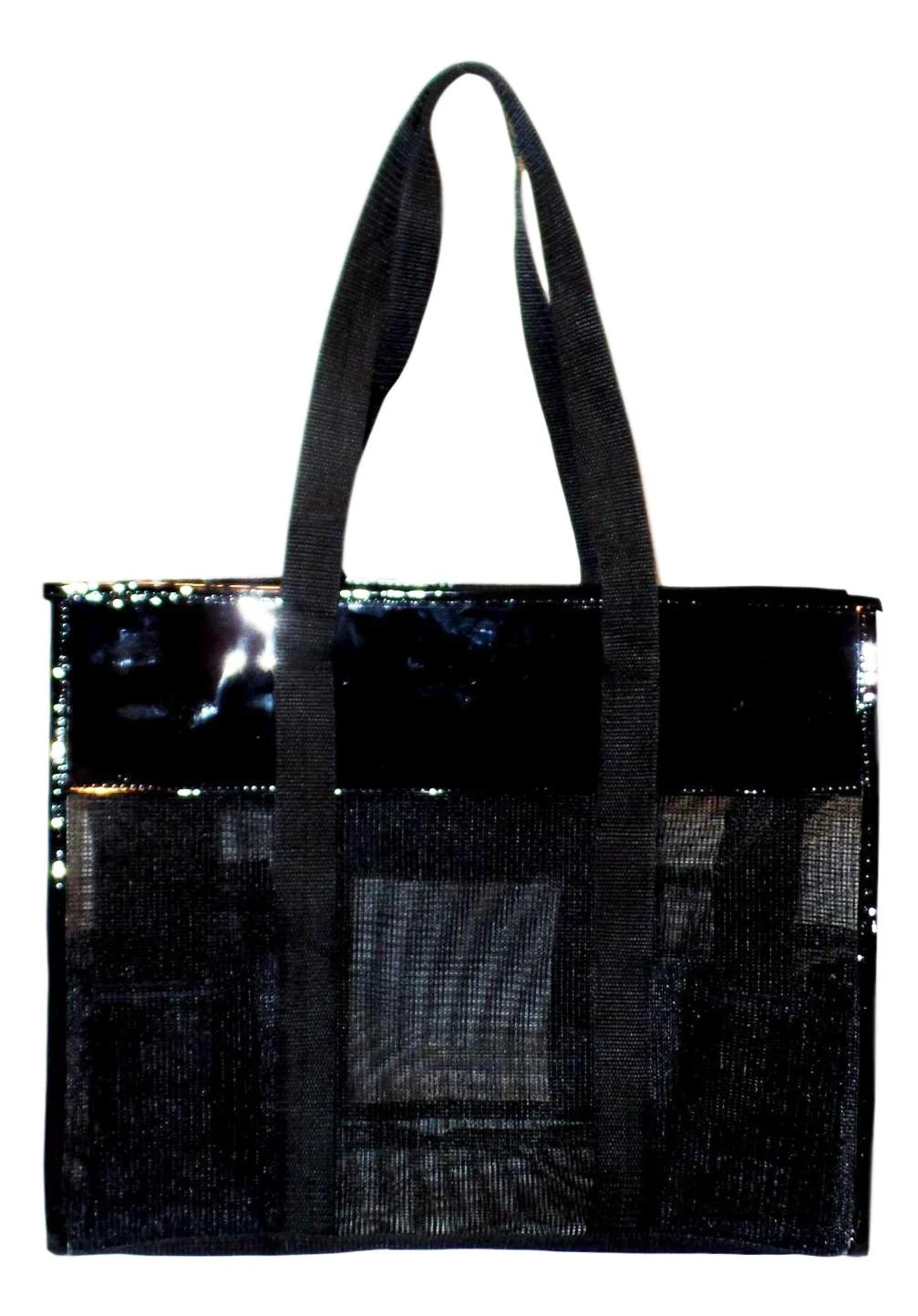 Mesh Shopper Utility Beach Bag Zipper Organizing Tote bag Black - Walmart.com | Walmart (US)