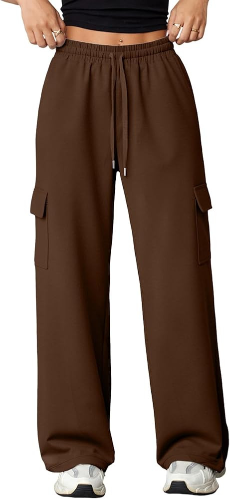 Aleumdr Wide Leg Sweatpants for Women Cargo Pants High Waisted Sweat Pants Baggy Joggers Casual L... | Amazon (US)