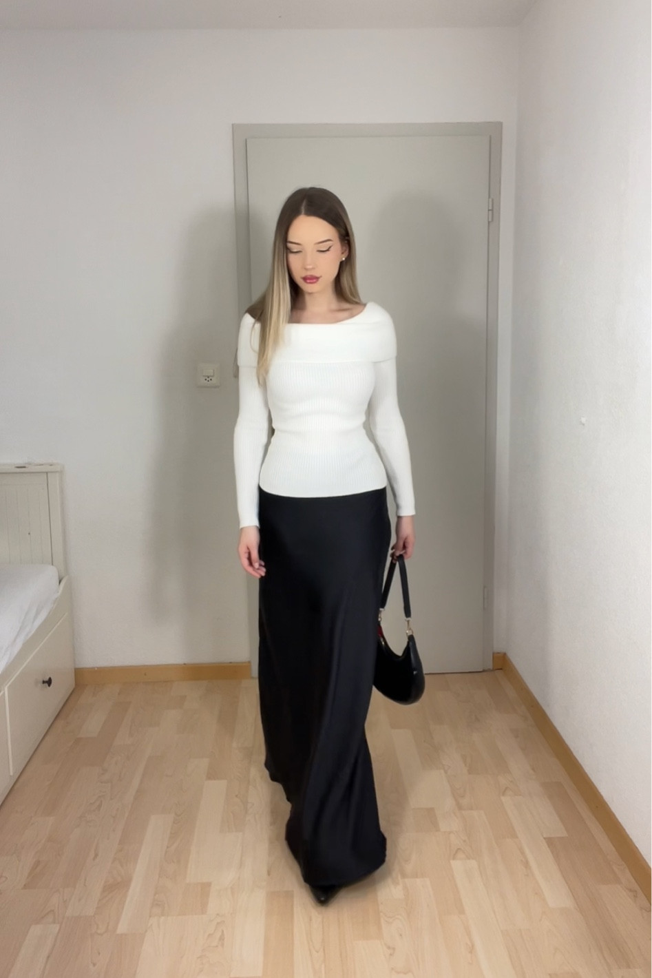 Effortless elegance for a timeless look 🤍 This off-shoulder white sweater paired with a sleek black maxi skirt is perfect for any occasion—from a dinner date to a chic church outfit. Minimal yet classy. 
#ModestFashion #ElegantStyle #WardrobeEssentials #ChicOutfit #TimelessFashion #MinimalStyle #OOTDInspo #FallFashion #WinterStyle #ModestOutfitIdeas #LTKUnder50 #LTKStyletip #LTKSeasonal #ChristianFashion #EffortlessStyle
