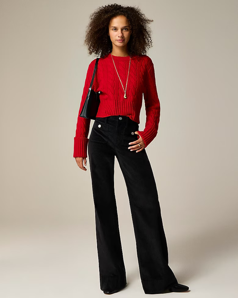 Wide-leg velvet sailor trouser | J. Crew US