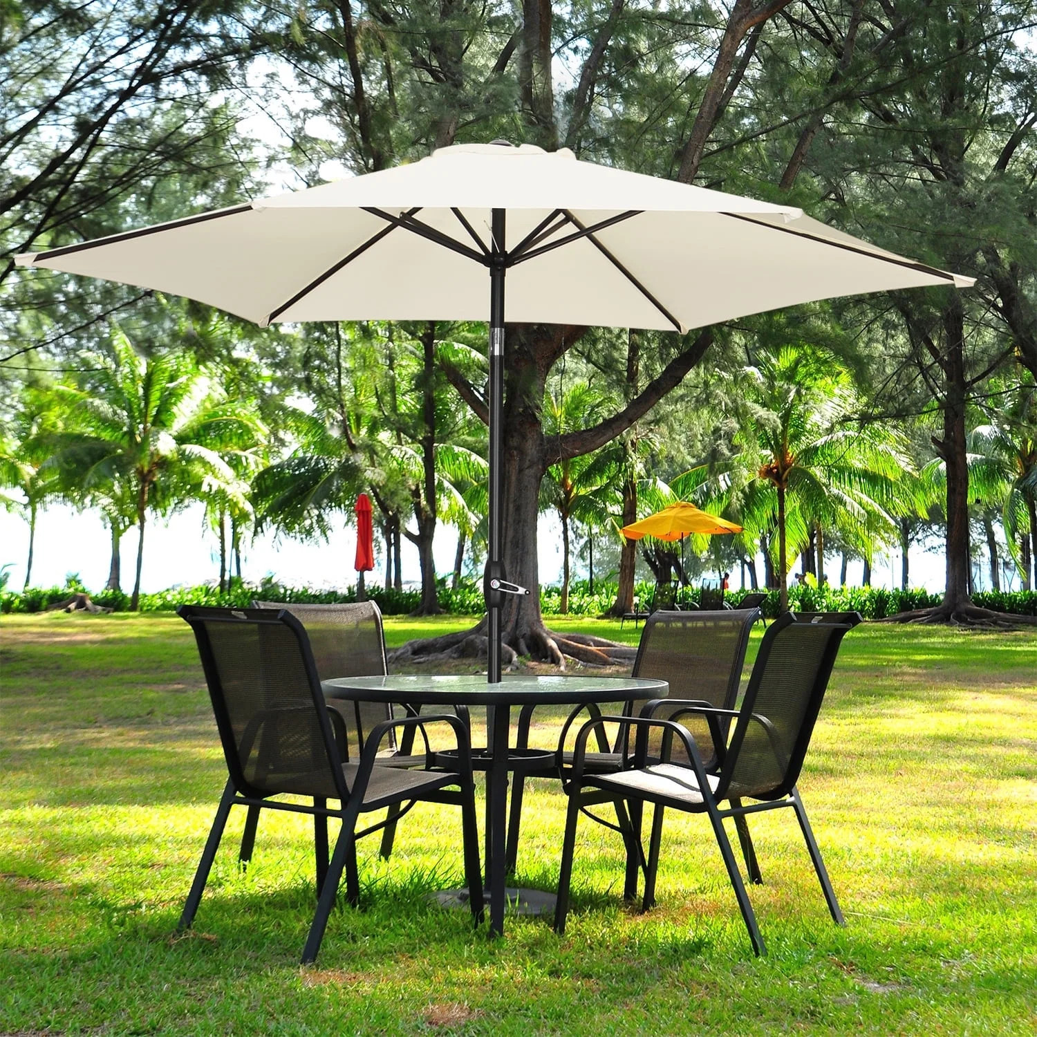 Ainfox 9ft Patio Umbrella Outdoor Portable Table Market Umbrella with Push Button Tilt/Crank Wate... | Walmart (US)