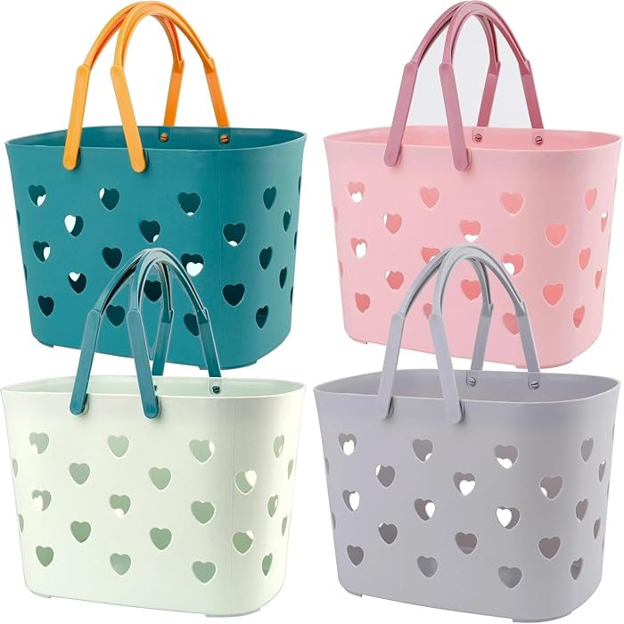 Peohud 4 Pack Portable Shower Caddy Basket, Plastic Storage Basket with Handle, Caddy Organizer B... | Amazon (US)