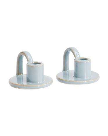 2pc 4in Taper Ceramic Candle Holder Set | TJ Maxx