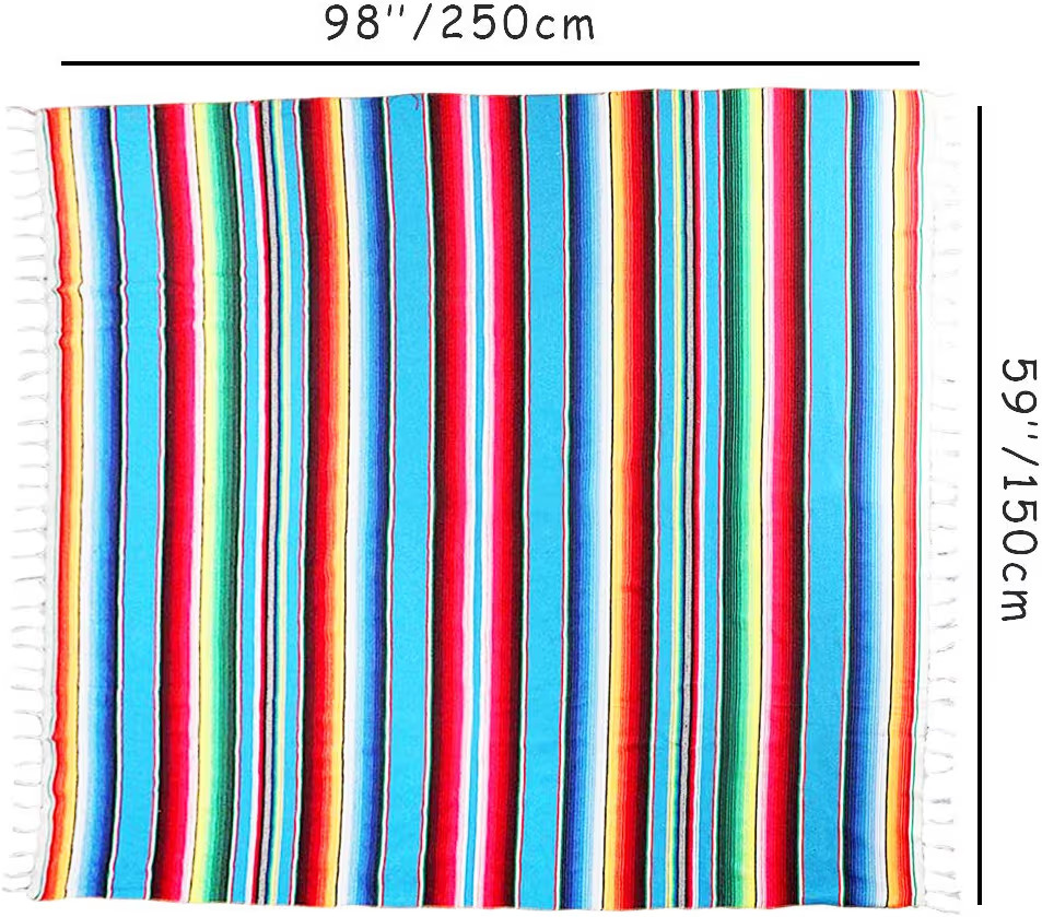 Eccbox 84 X 59 Inch Large Serape Blanket With Assorted Bright Colors - Mexican Tablecloth for Wed... | Amazon (US)