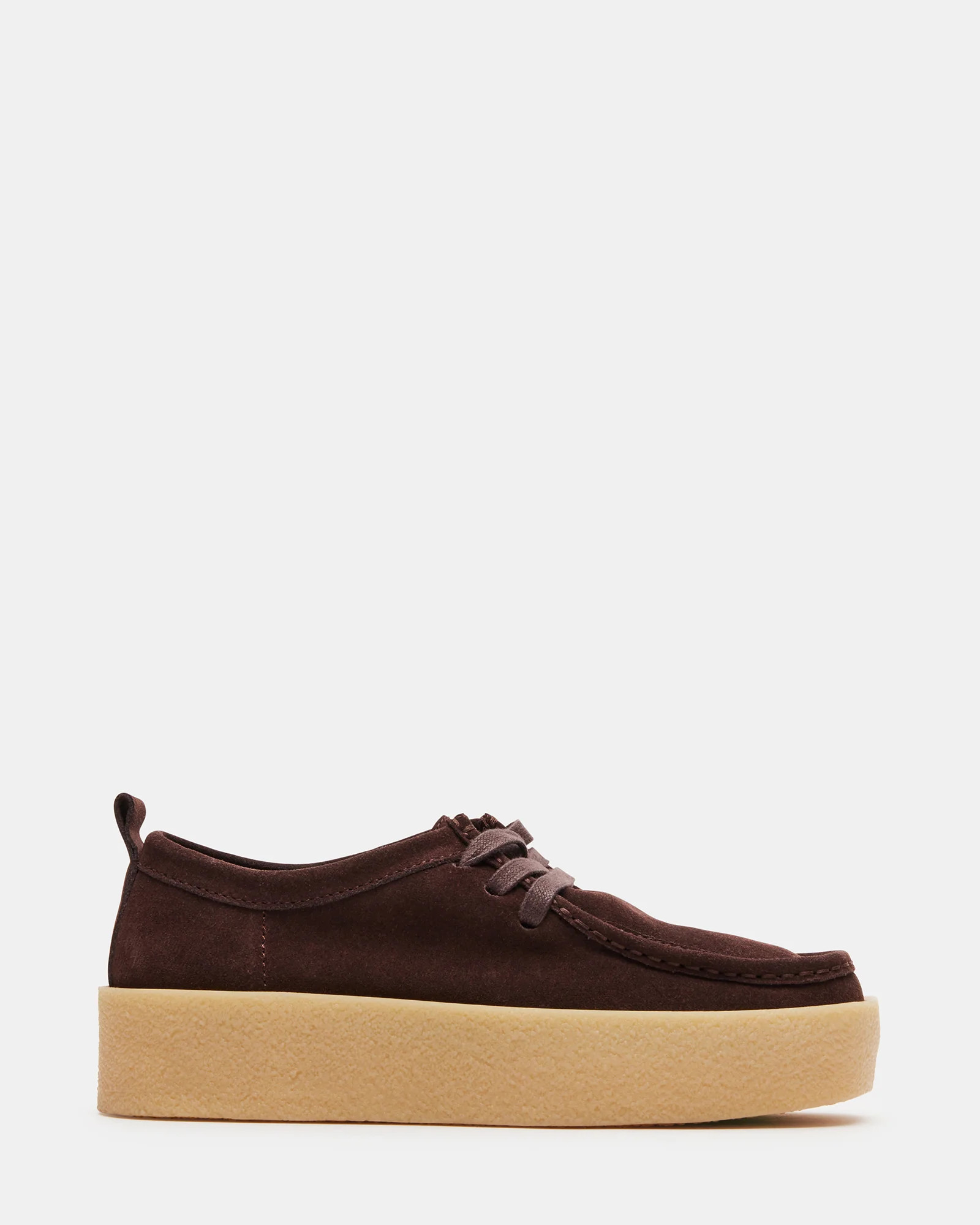 WAYLAND Chocolate Brown Suede Wallabee Platform Loafer | Women's Loafers | Steve Madden (US)