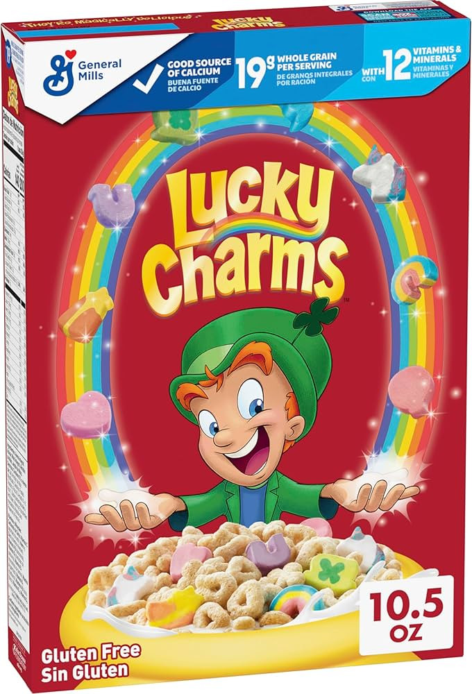 Lucky Charms Gluten Free Cereal with Marshmallows, Kids Breakfast Cereal, Made with Whole Grain, ... | Amazon (US)