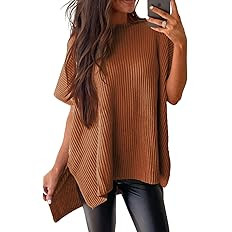 SHEWIN Womens Tops Crewneck Short Sleeve Sweater Causal Tunic Tops Lightweight Summer Sweaters fo... | Amazon (US)