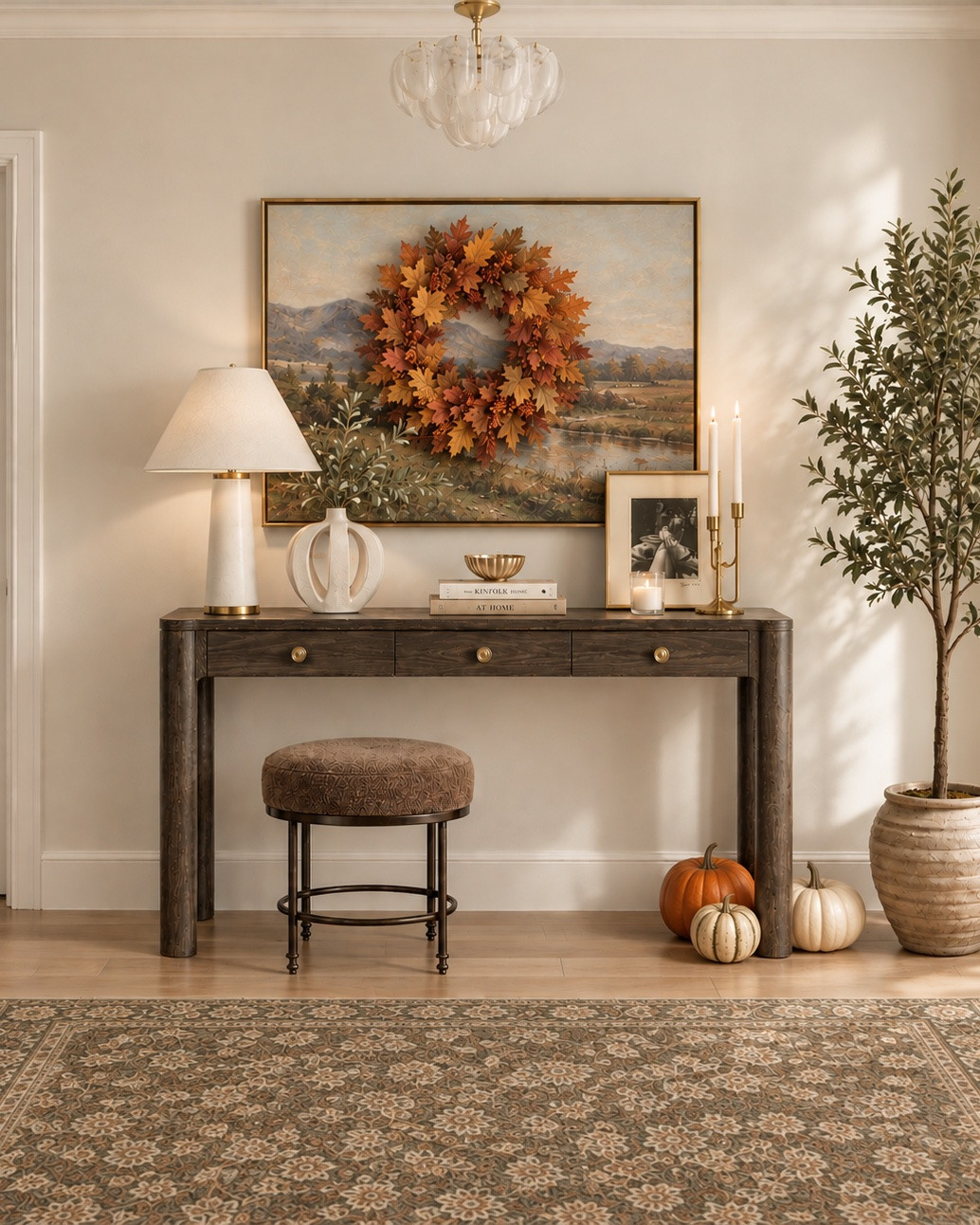 HOW TO CREATE A WARM & ELEGANT FALL ENTRYWAY
There’s something so inviting about decorating an entryway for fall. It’s the first little glimpse of your home, and I love the idea of creating a space that feels warm, collected, and seasonal without going overboard on traditional fall décor. This fall entryway does exactly that with rich earthy tones, layered textures, and a beautiful autumn wreath that brings the entire space to life. Read the full post on the blog.

#LTKhome