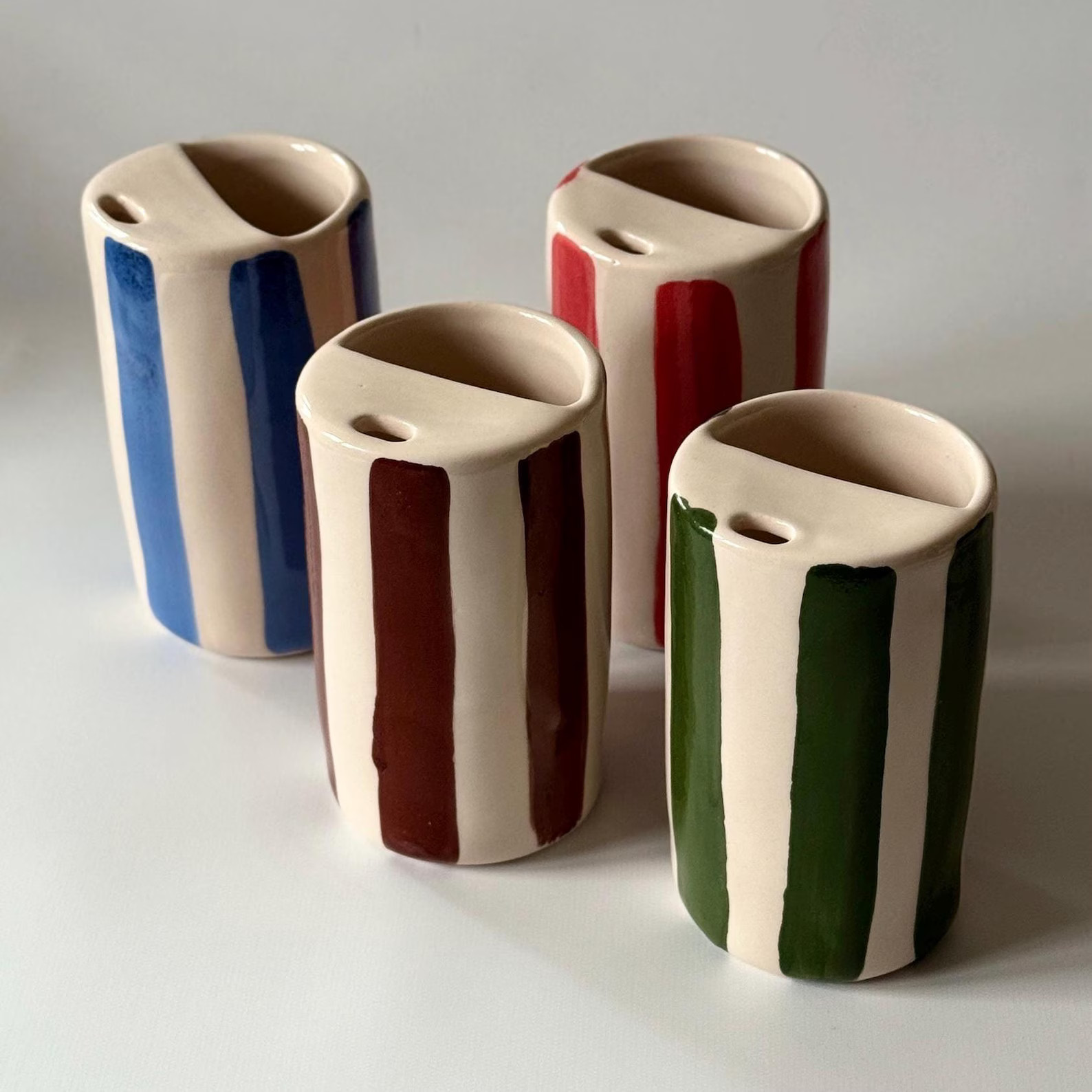 Handmade to Go Cup Striped *choose Color* Ceramic Cup With Straw | Smoothie Cup | Lidless Sippy C... | Etsy (US)