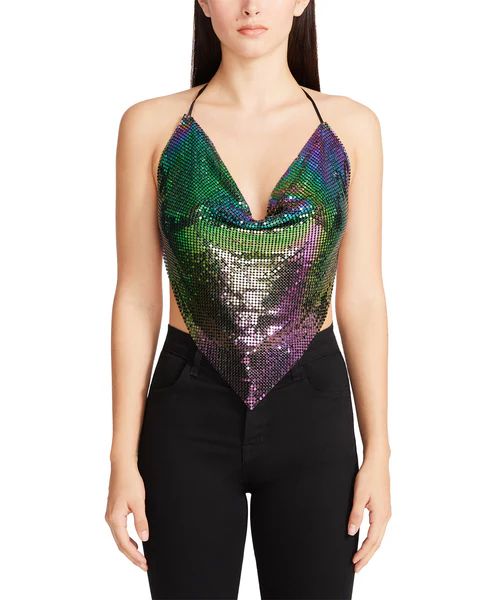 BARELY THERE METAL HALTER TOP BLACK/GREEN | Steve Madden (US)