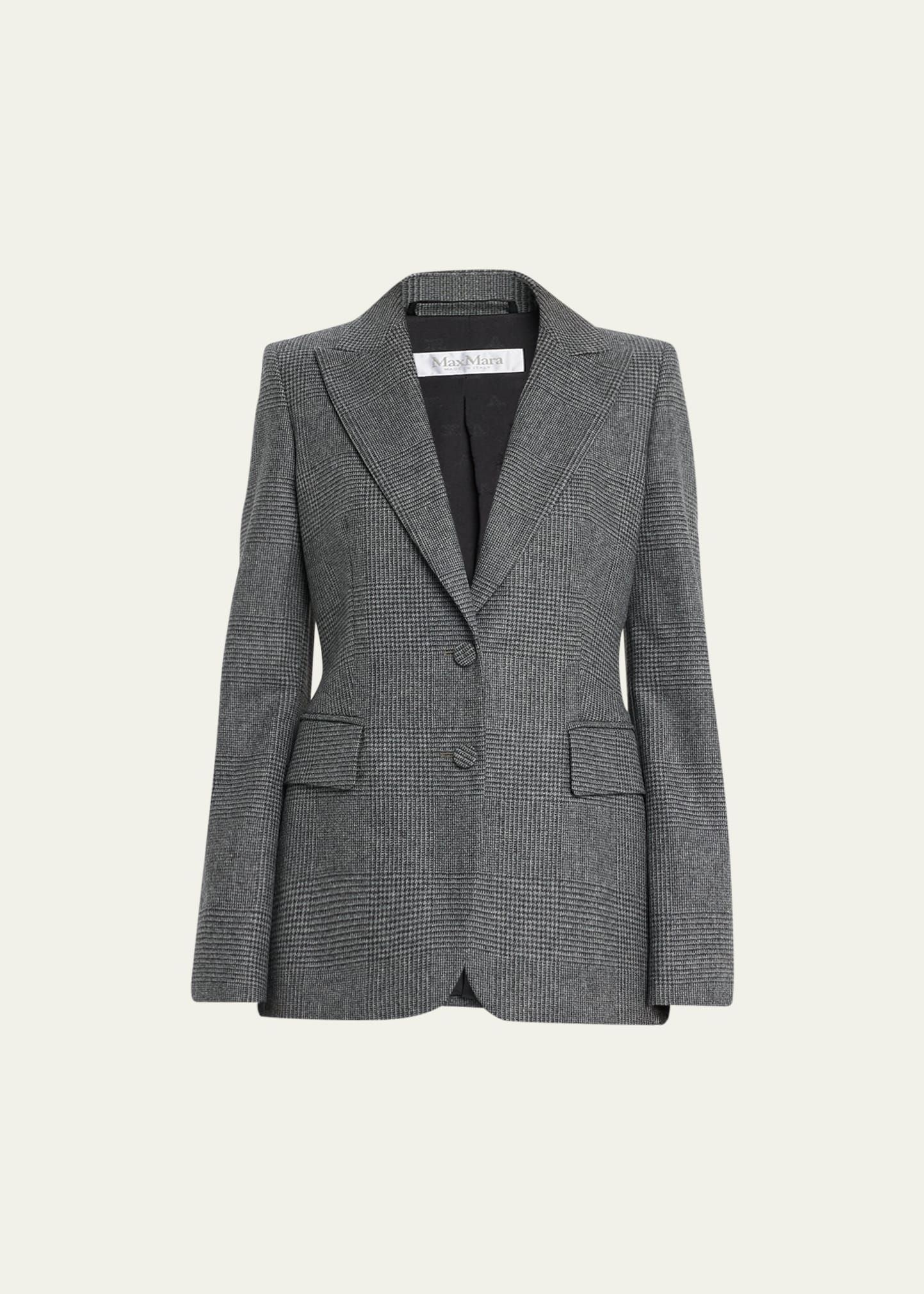 Max Mara Catone Cashmere Blend Check Blazer Jacket | Bergdorf Goodman