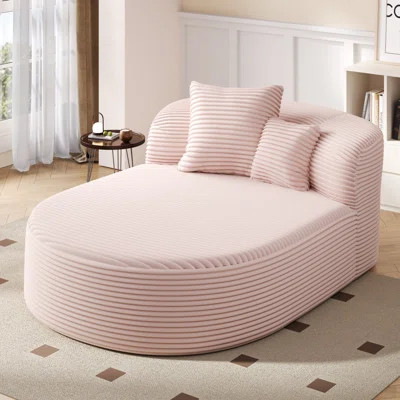 Modern 52" Compression Recliner Sofa Bed - Plush Boneless Design With 2 Supportive Pillows In Pink Corduroy For Living Rooms | Wayfair North America