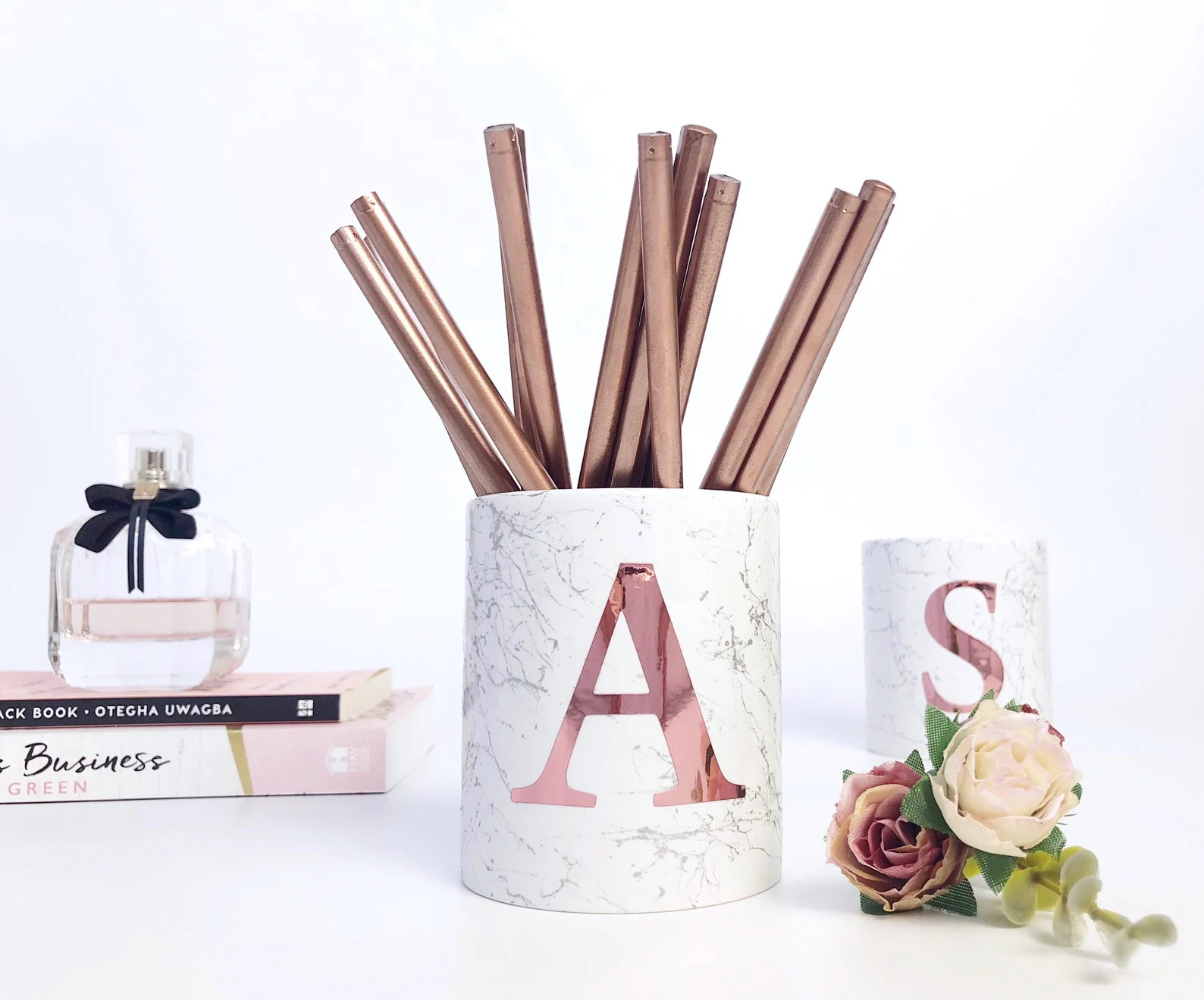 Beautiful ceramic pots which have been carefully hand painted with a grey marble effect and finis... | Etsy (US)