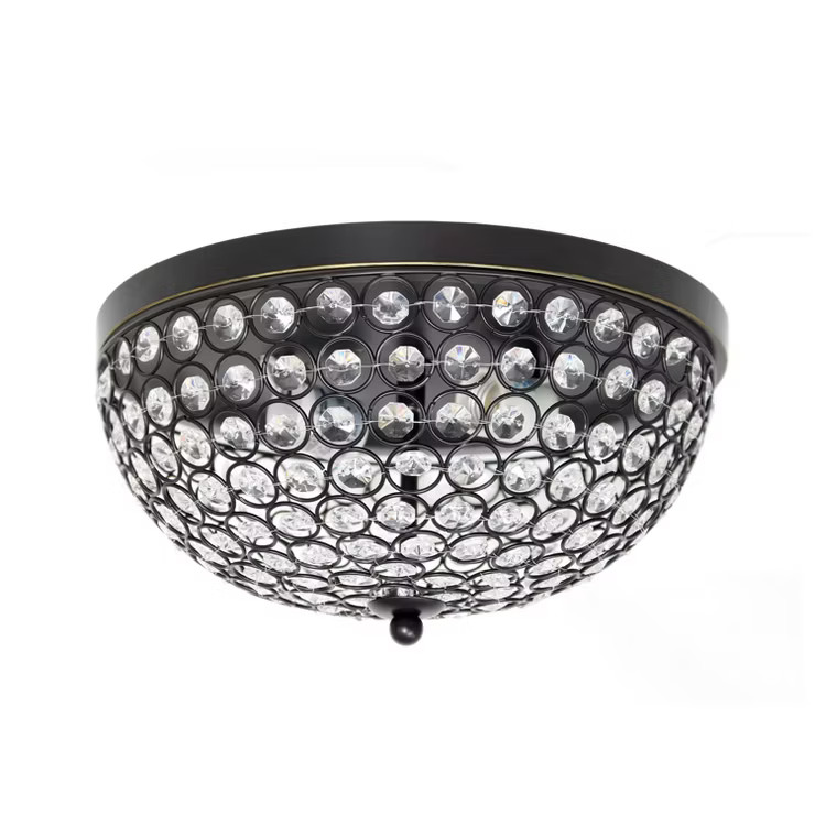 13" 2 Light Elipse Crystal Flush Mount Restoration Bronze - Elegant Designs | Target