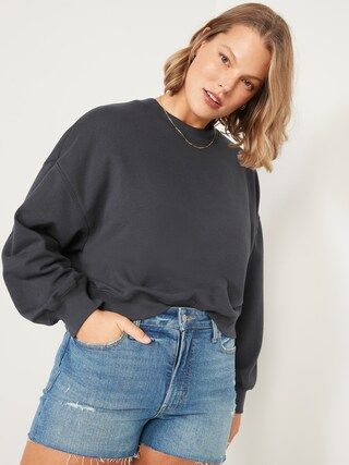 Long-Sleeve Oversized Cropped Sweatshirt for Women | Old Navy (US)