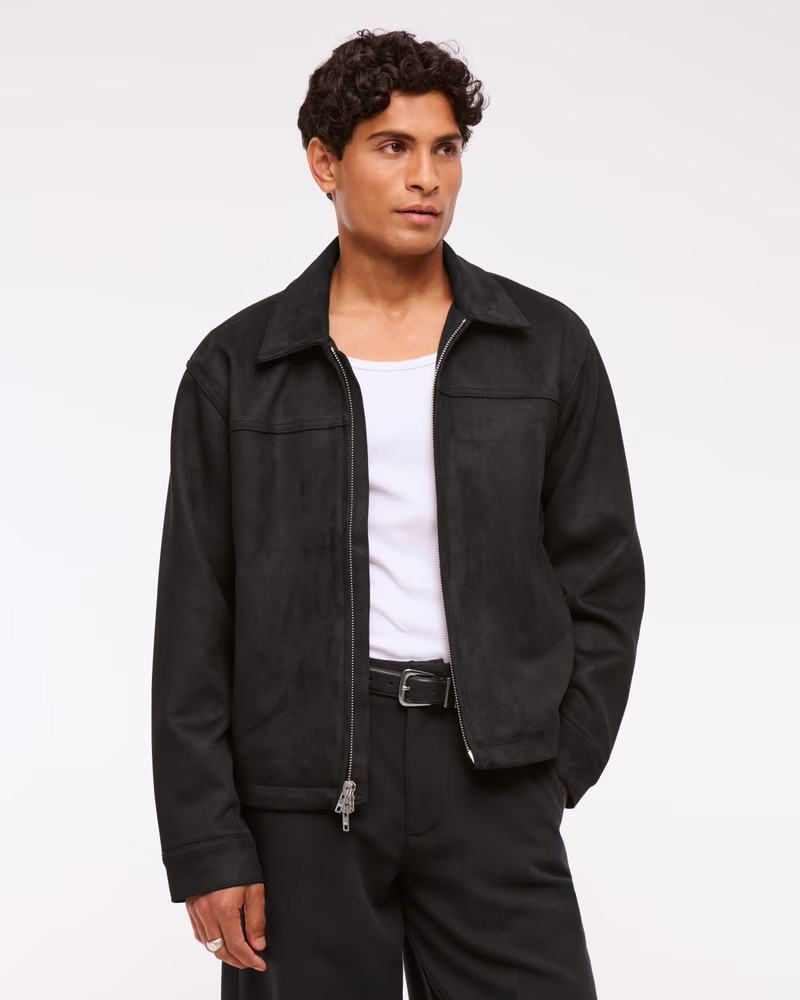 Easy Lightweight Vegan Suede Zip Jacket | Abercrombie & Fitch (UK)