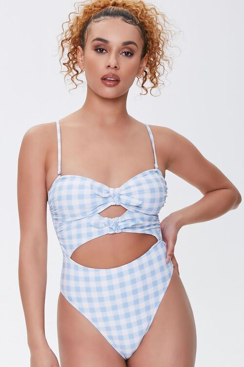 Gingham Bow Cutout One-Piece Swimsuit | Forever 21 (US)
