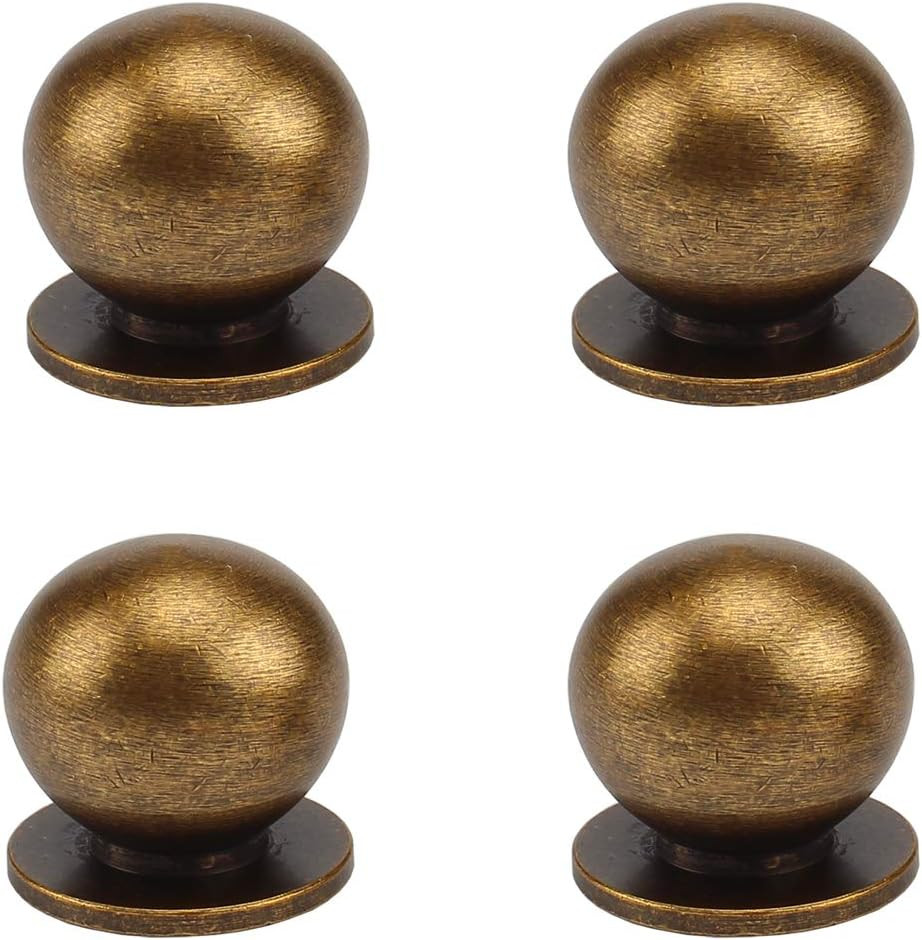 RZDEAL 4pcs 19MM Diameter Round Solid Brass Pulls Antique Cabinet Drawer Small Handles Modern Min... | Amazon (US)