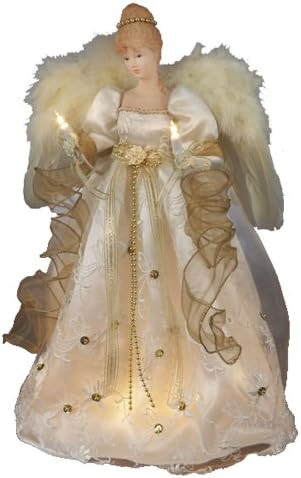 Kurt Adler 16-Inch UL 10 Light Ivory and Gold Angel Treetop | Amazon (US)