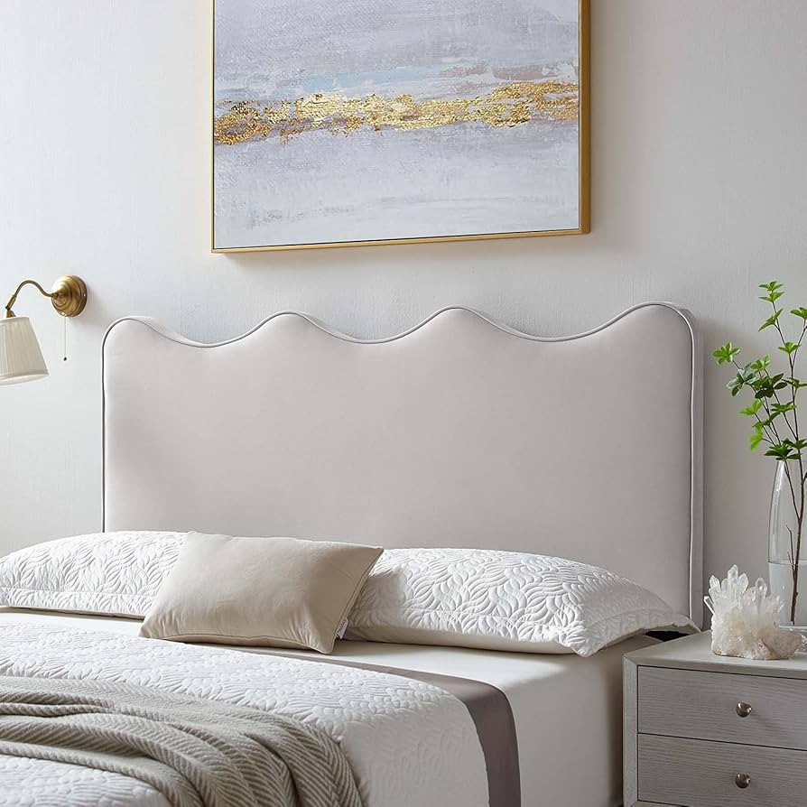 Modway Athena Performance Velvet King/California King Headboard in Light Gray | Amazon (US)