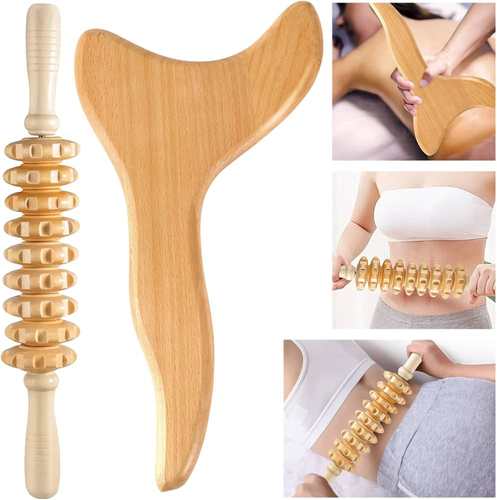 Machomby 2 Pcs Wooden Gua Sha Tools Lymphatic Drainage Tool, Wood Therapy Massage Tools Manual Gu... | Amazon (US)