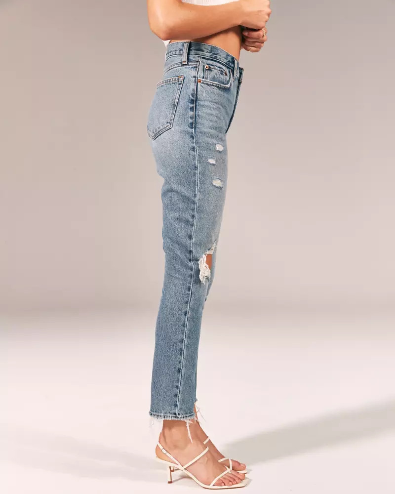 Ripped High Rise Mom Jeans | Abercrombie & Fitch US & UK