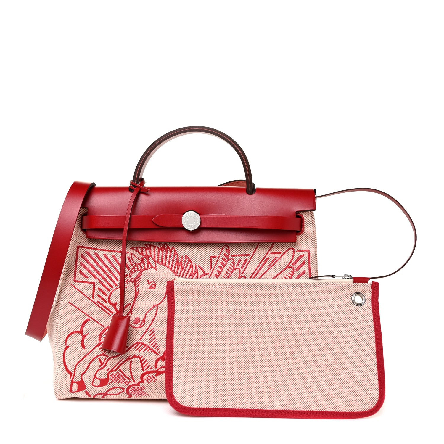 HERMES Vache Hunter Toile Pegase Pop Herbag Zip Retourne 31 PM Rouge Piment | FASHIONPHILE | Fashionphile