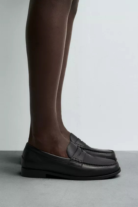 LEATHER PENNY LOAFERS | Zara US