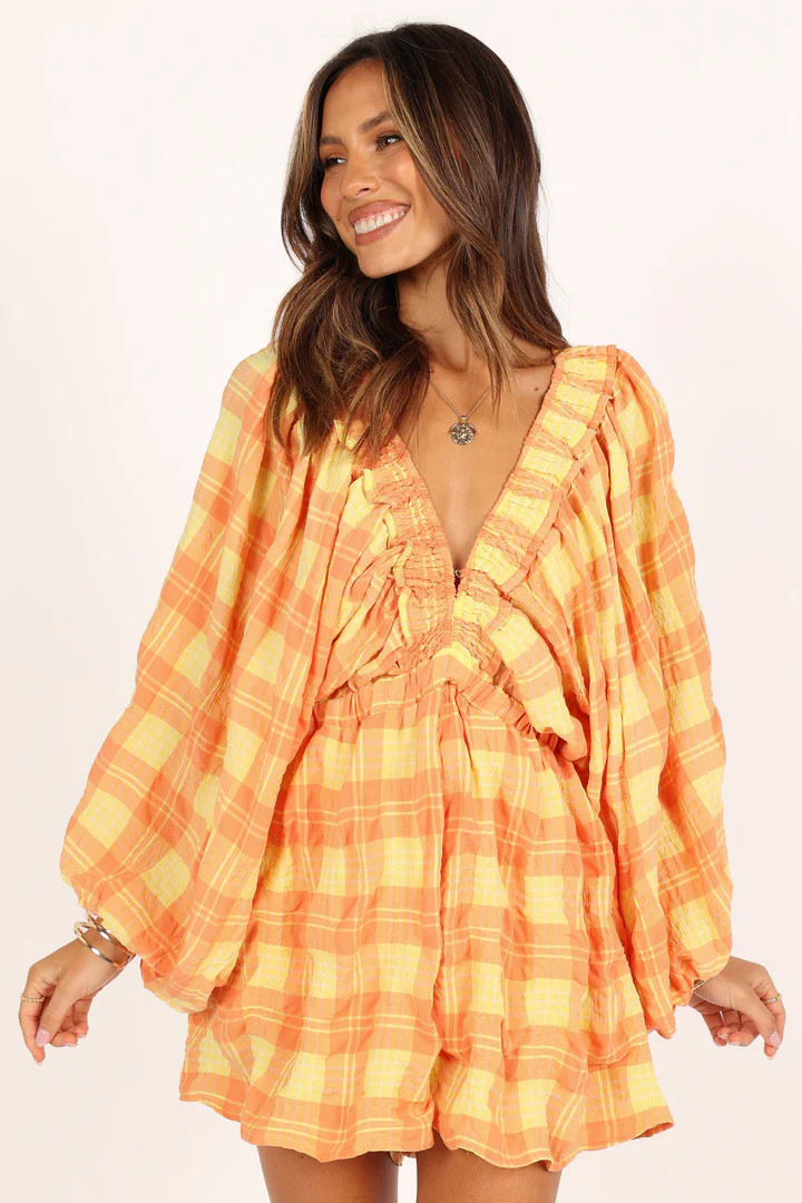 Eloise Batwing Romper - Orange | Petal & Pup (US)