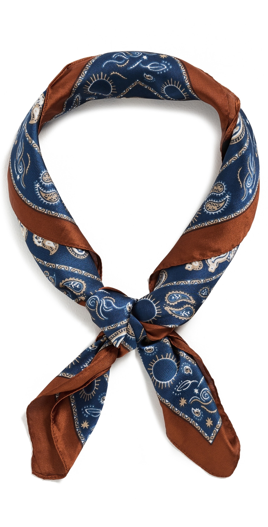 Lele Sadoughi Paisley Square Satin Scarf Denim Tan One Size | Shopbop