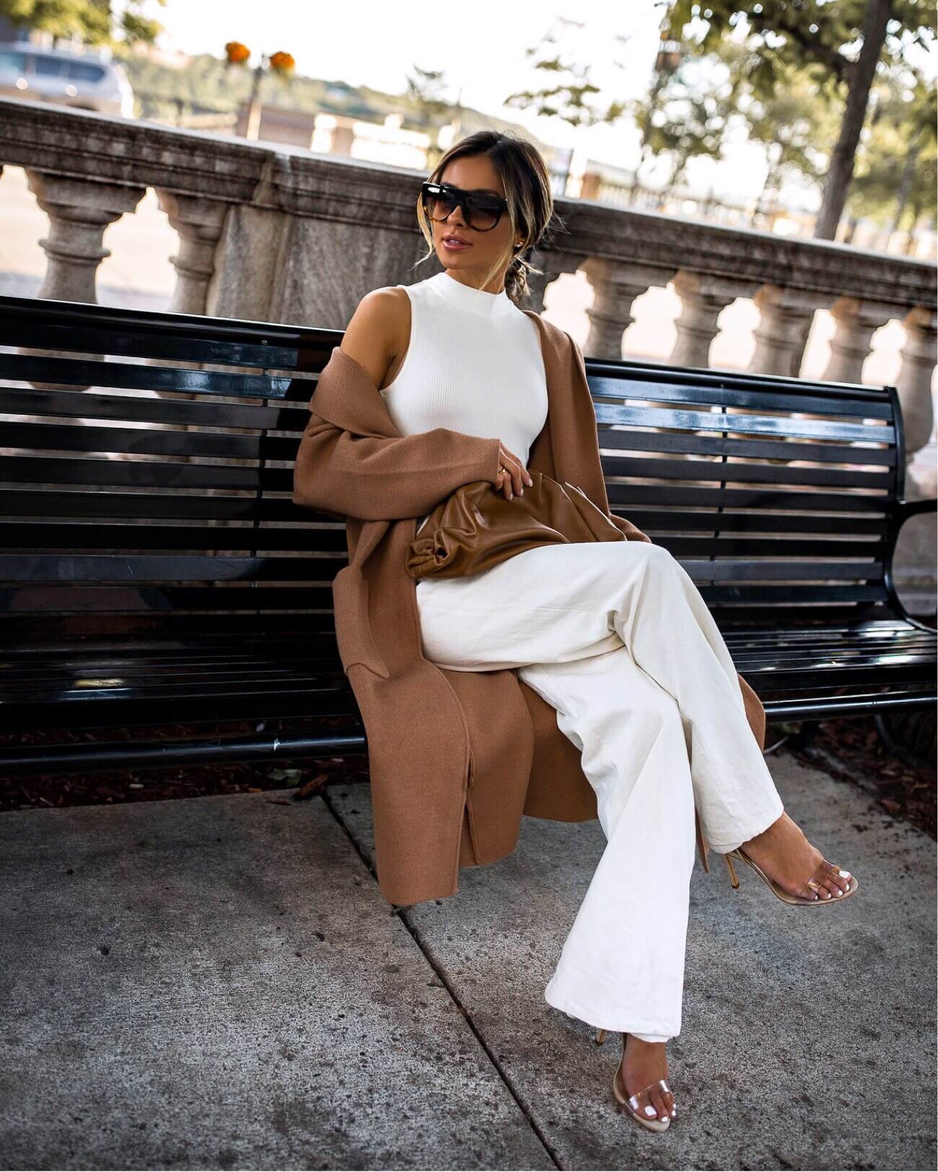Summer to fall work outfit / transitional summer outfit 
Mango camel coatigan
Nordstrom white bodysuit 
White wide leg pants similar      

#LTKWorkwear #LTKFindsUnder100 #LTKSeasonal