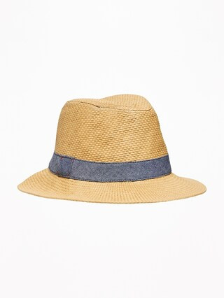 Old Navy Mens Straw Fedora For Men Light Brown Size L/XL | Old Navy US