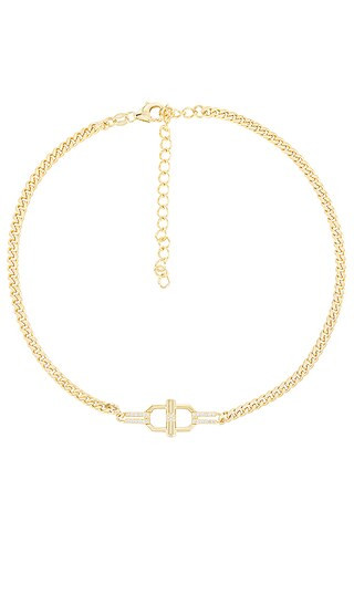 By Adina Eden CZ Toggle Cuban Chain Choker Necklace in Metallic Gold. | Revolve Clothing (Global)