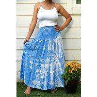 Shibori Hand Dyed Tiered Maxi Hippie Skirt, Boho Tie Dye Clothing, Beach Summer Clothing | Etsy (US)