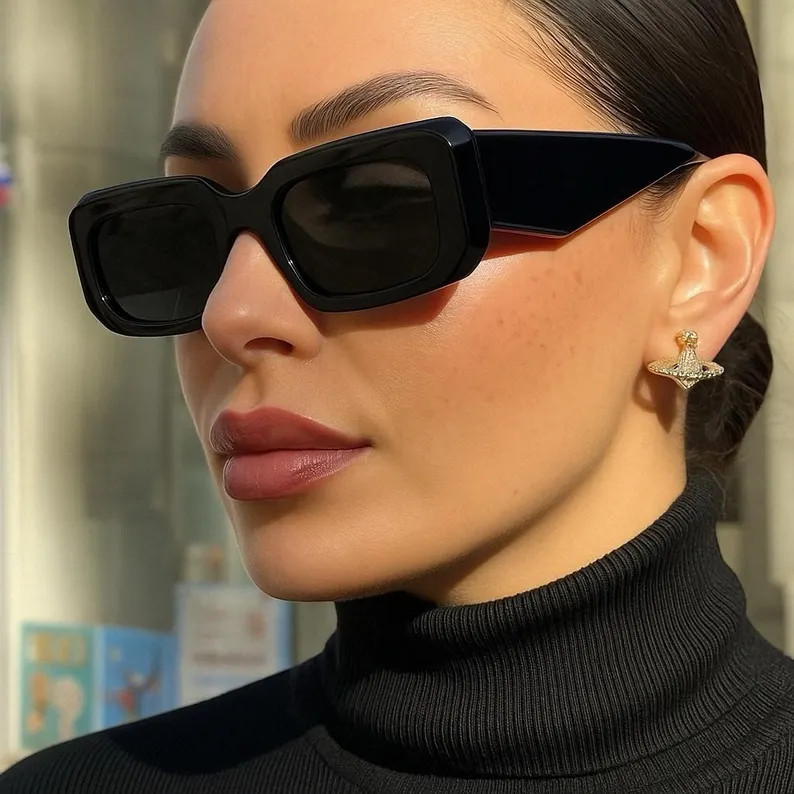 Chunky Rectangle Sunglasses for Women | Thick Frame Y2K Fashion Shades | Bold Streetwear Eyewear ... | Etsy (Global)