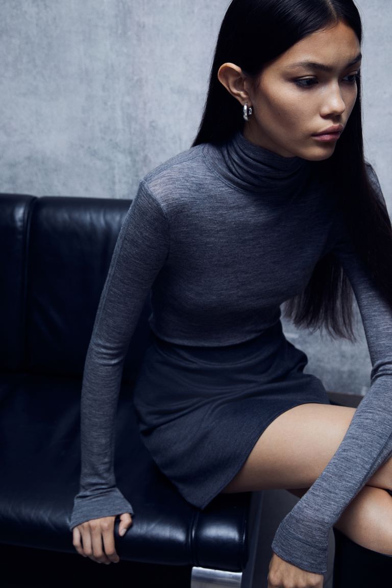 Jersey Mini Skirt - Dark gray melange - Ladies | H&M US | H&M (US + CA)