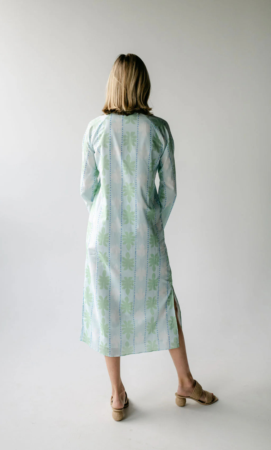 Cool Blue Cabana Print Button Front Caftan | Sail to Sable