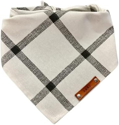 Pet Dog Bandana, White Black Lines, Leather Name Tag, Personalized Name, Bandanas for Dogs, Perso... | Amazon (US)