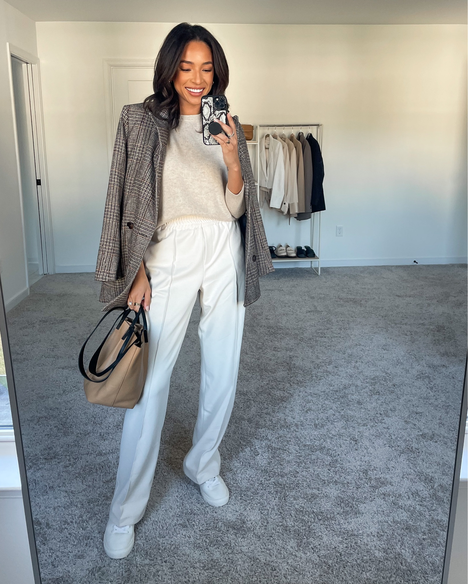 XS in plaid blazer, M in cashmere sweater (oversized fit), 4 in white trousers, sneakers fit TTS







Fall outfit
Fall capsule wardrobe
Capsule wardrobe outfit
Fall work outfit
Work outfit 
Work to weekend outfit
Smart casual outfit 
Casual work outfit
Workwear outfit
Blazer outfit
Work trousers
Work pants 
Smart sneakers
White sneakers
Tan sweater
Beige sweater

#LTKSeasonal #LTKstyletip #LTKworkwear