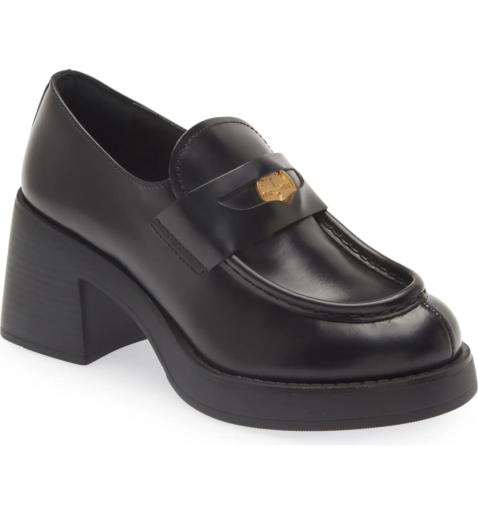 Miu Miu Block Heel Penny Loafer | Nordstrom | Nordstrom