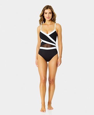 Anne Cole Women's Colorblock Mesh Insert One-Piece Swimsuit - Macy's | Macy's