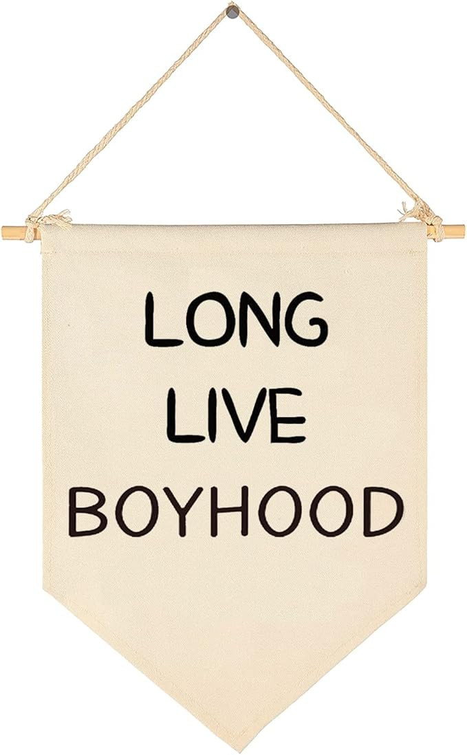 Long Live Boyhood - Wall Hanging Canvas Pennant Flag Banner, Display Banner Holder Wall Sign Deco... | Amazon (US)
