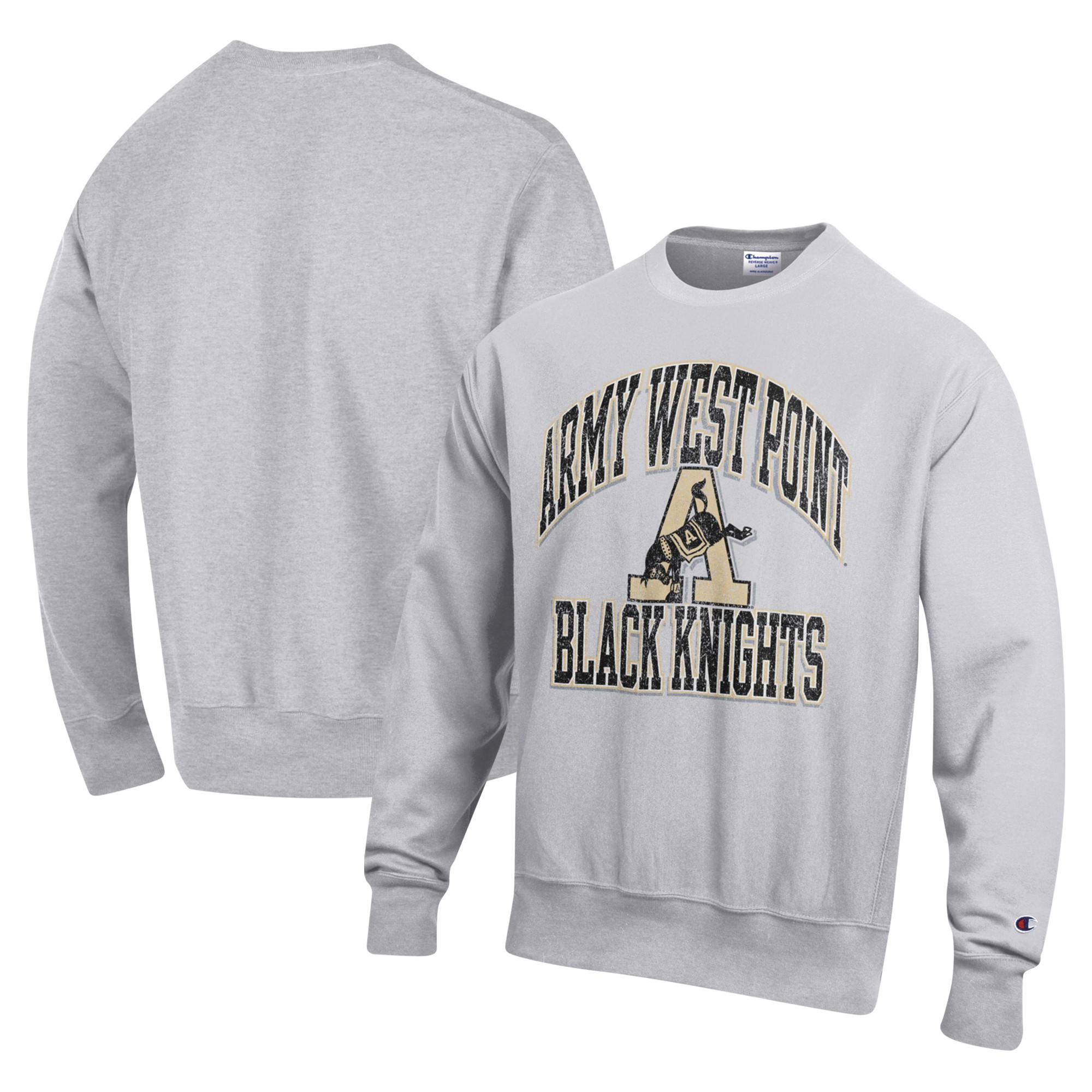 Men's Champion Heather Gray Army Black Knights Vault Late Night Reverse Weave Pullover Sweatshirt | Fanatics