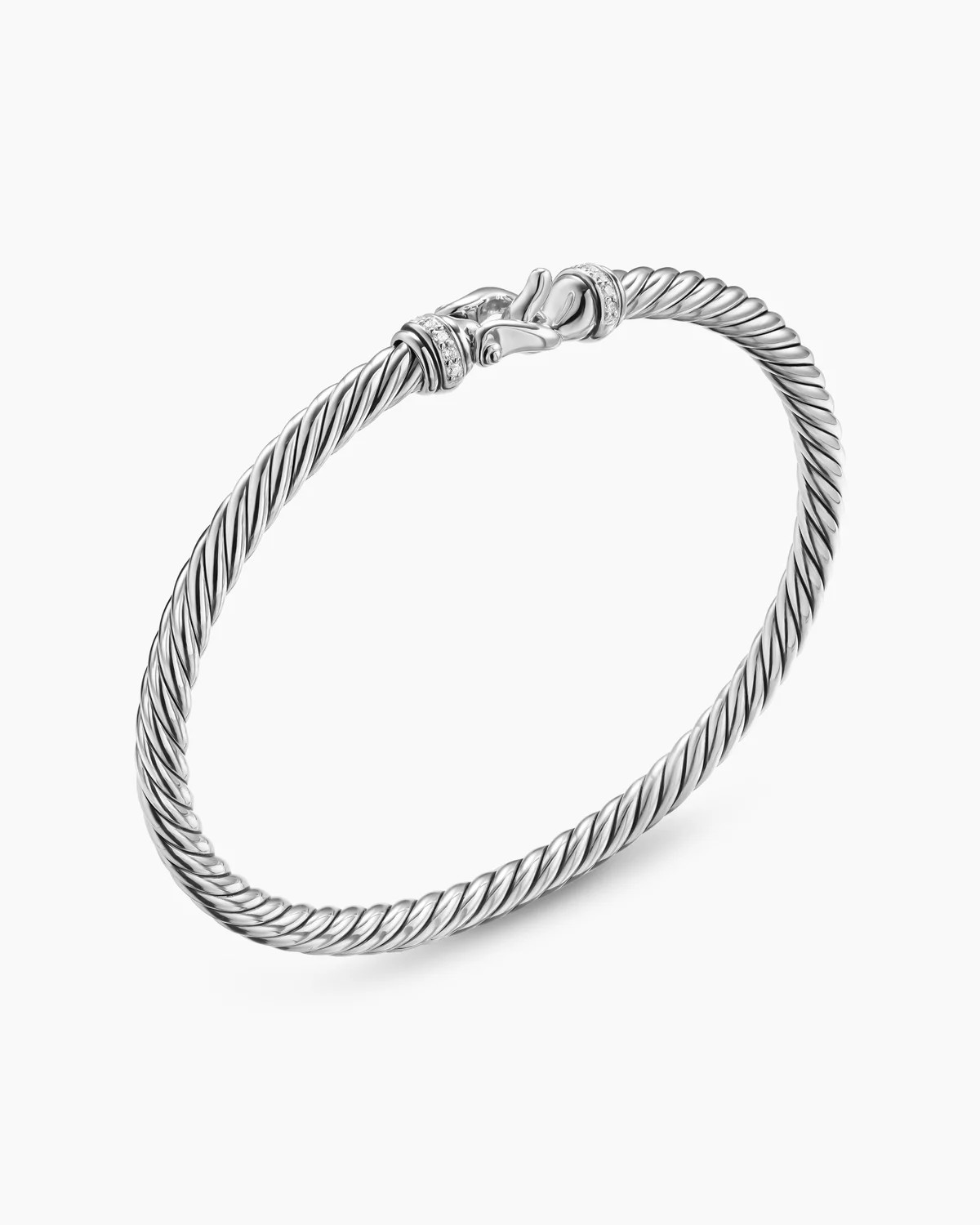 David Yurman | Cable Flex Buckle Bracelet in Sterling Silver with Diamonds, 4mm | David Yurman