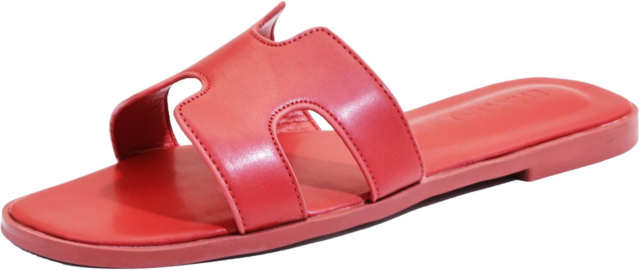 Women's Flat Sandals, Ladies Slip on Leather Slippers, Comfy Dressy Flat Shoes Elegant Slides Sum... | Amazon (US)