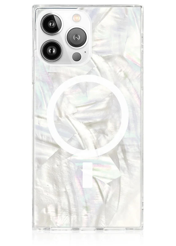 SQUARE® Geo White Mother of Pearl iPhone Case | FLAUNT