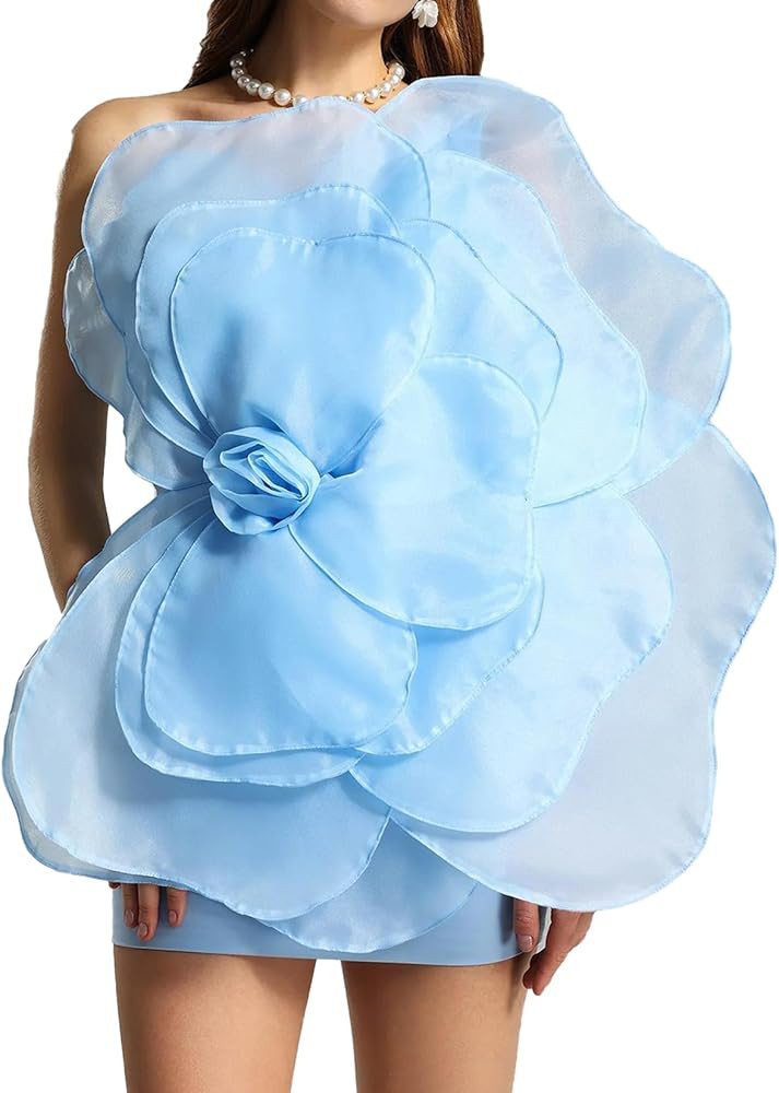 BELLA BARNETT White Cocktail Dress Mesh Dress One Shoulder Wedding Guest Dress | Amazon (US)