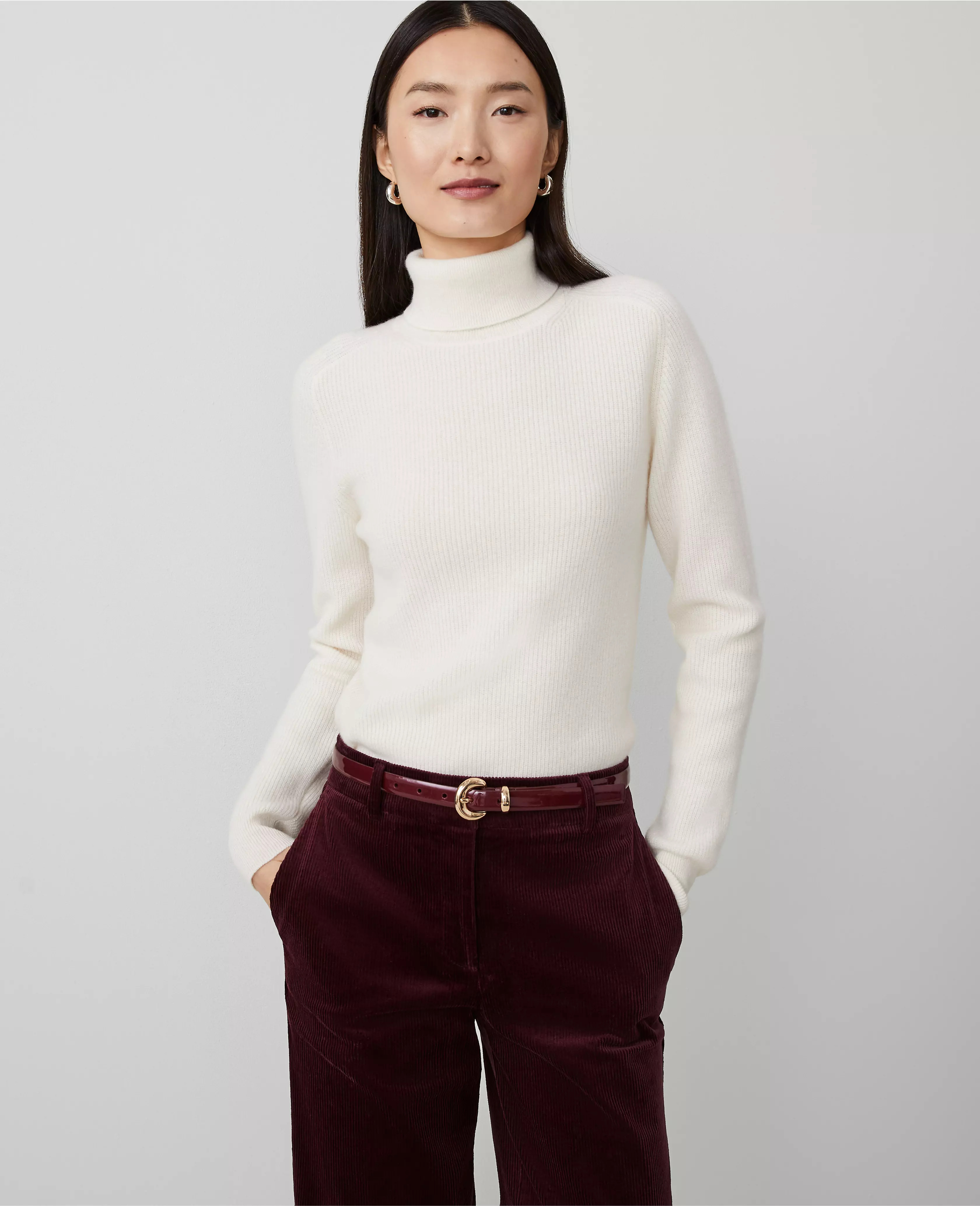 Cashmere Ribbed Turtleneck Sweater | Ann Taylor (US)
