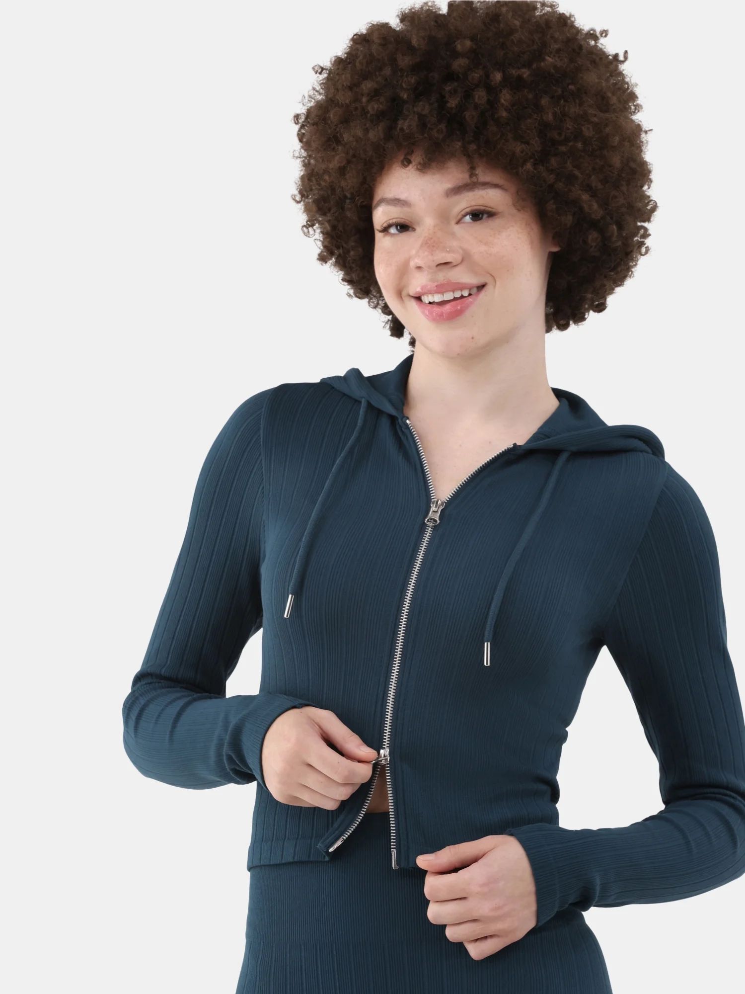 No Boundaries Seamless Zip Front Hoodie and Leggings Set, 2-Piece, Women's | Walmart (US)