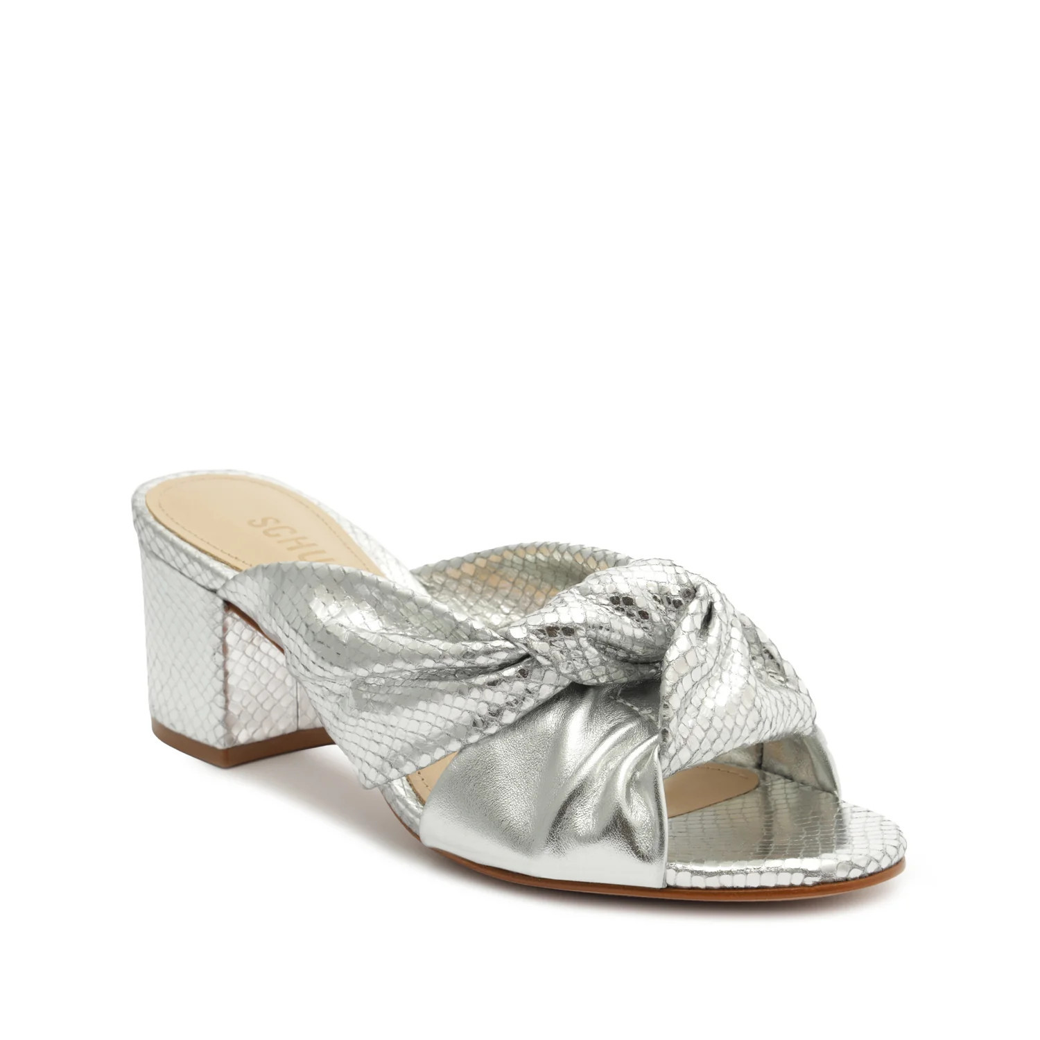 Mindy Mid Block Matallic Nappa Sandal | Schutz Shoes (US)
